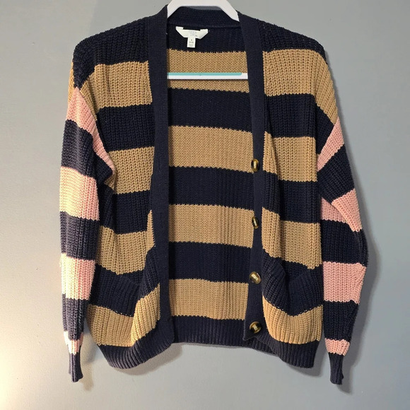 Striped Boyfriend Cardigan with Buttons - Small - Picture 1 of 4